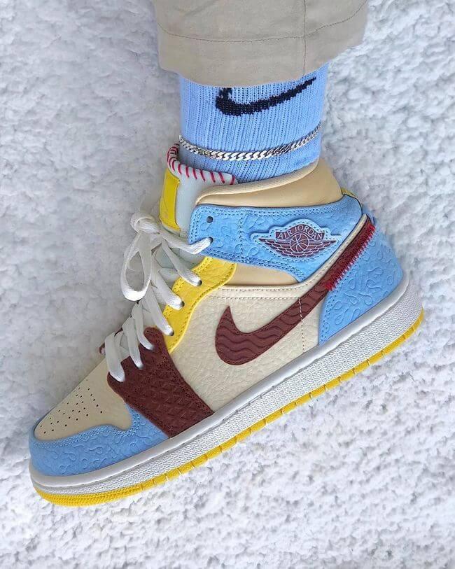 Custom Air Jordan 1 Chateau Blue Yellow Sneakers - tntwear1