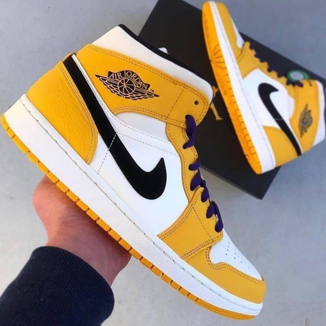 Custom Air Jordan 1 Lakers Sneakers - tntwear1