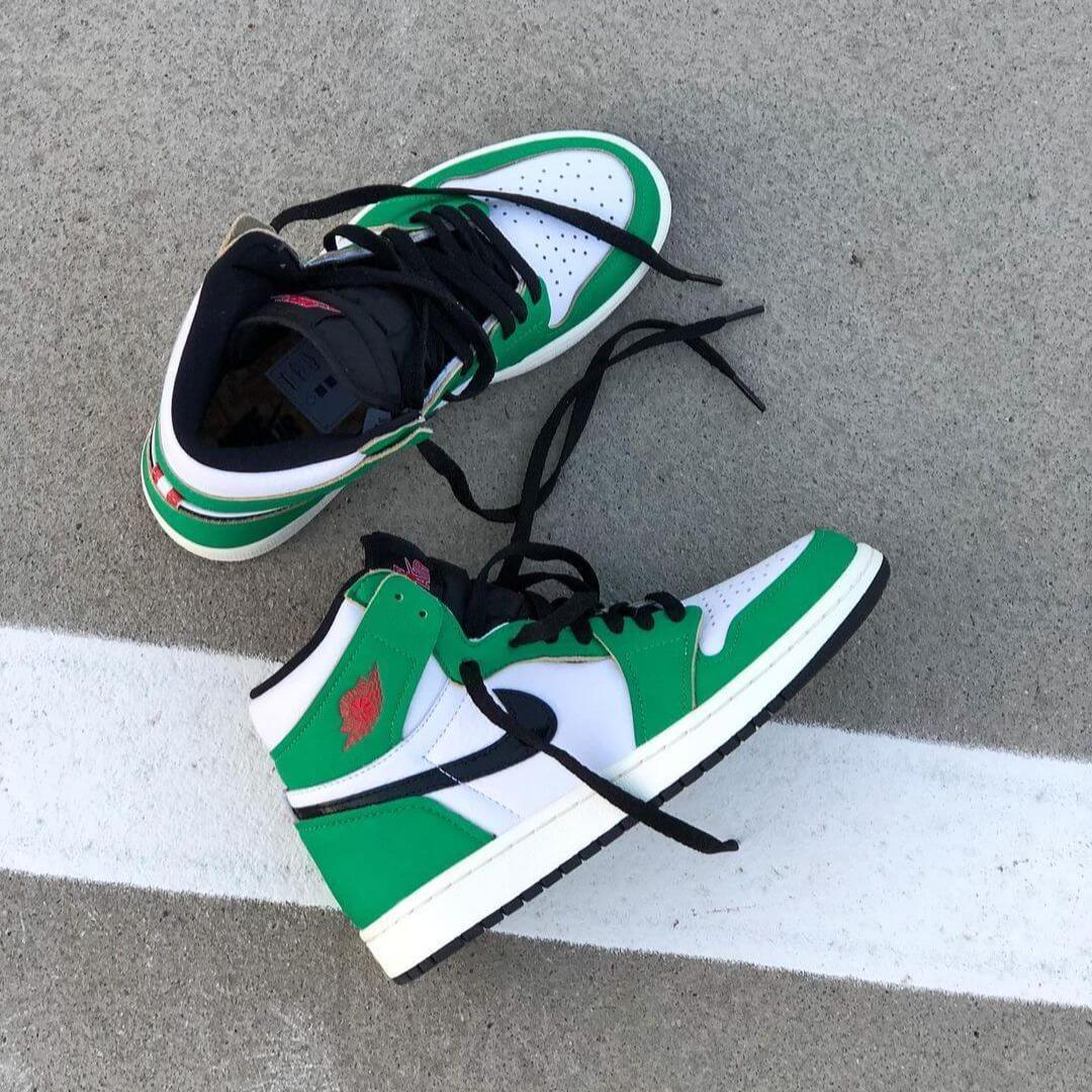 Custom Air Jordan 1 Lucky Green Sneakers - tntwear1