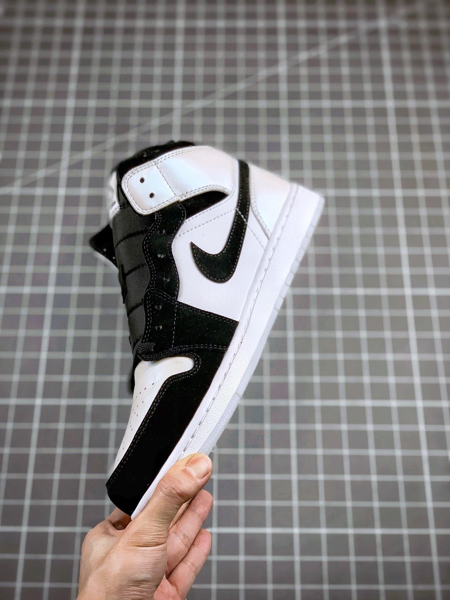 Custom Air Jordan 1 MID Black and White Panda - tntwear1