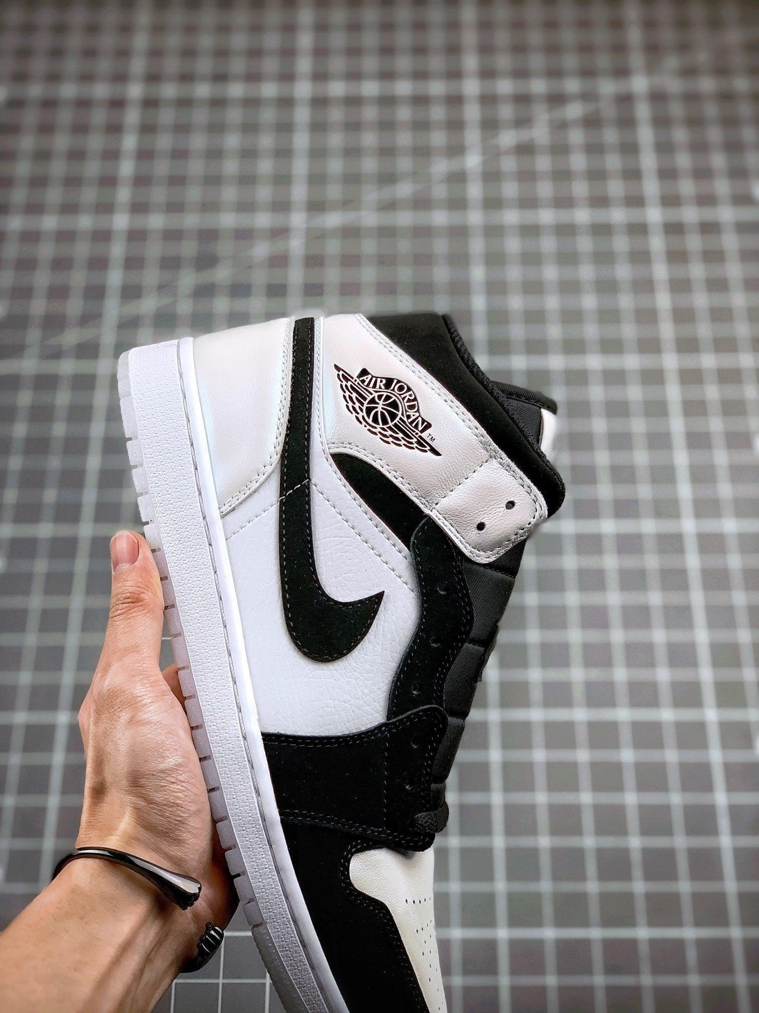 Custom Air Jordan 1 MID Black and White Panda - tntwear1