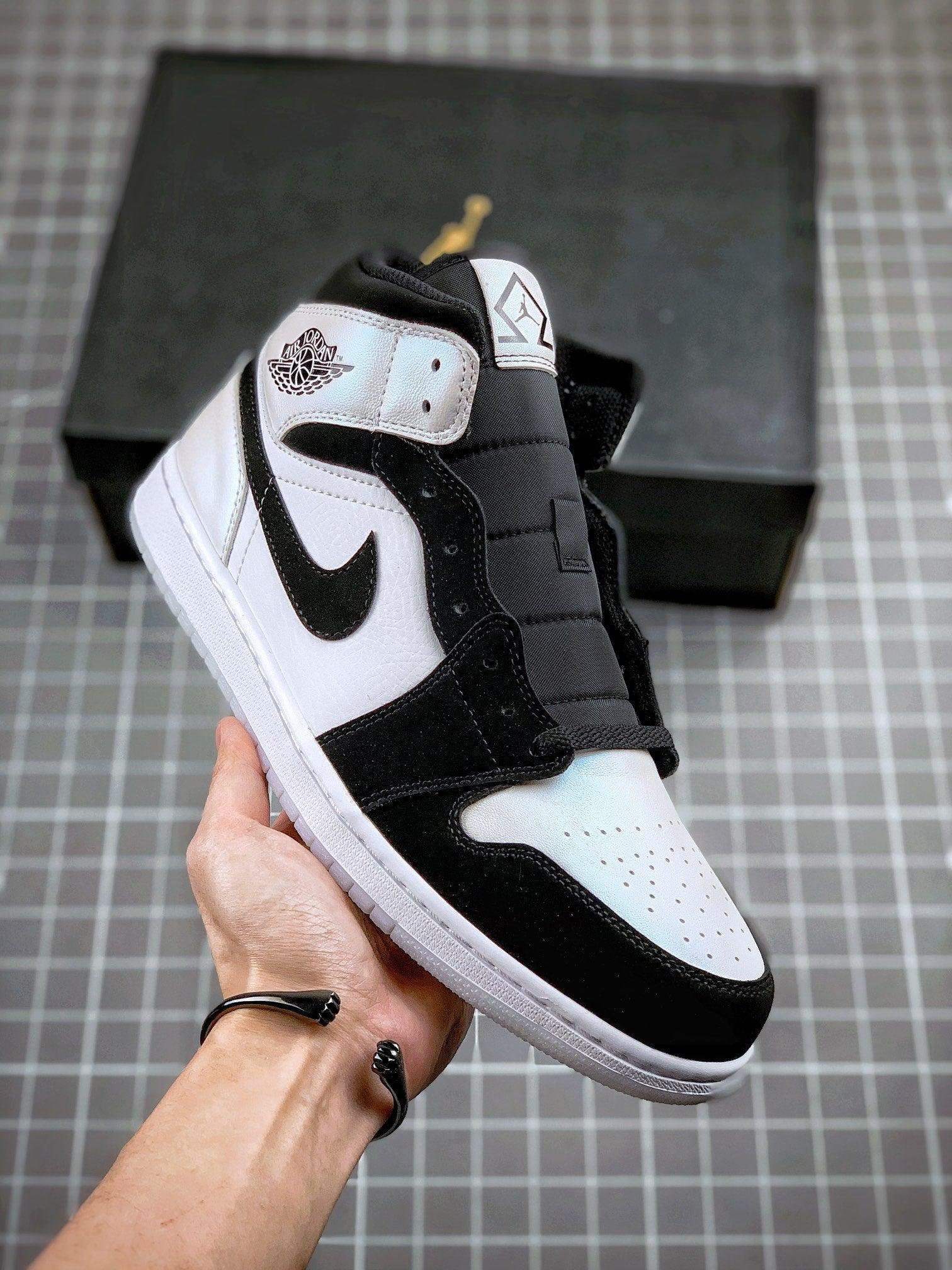 Custom Air Jordan 1 MID Black and White Panda - tntwear1