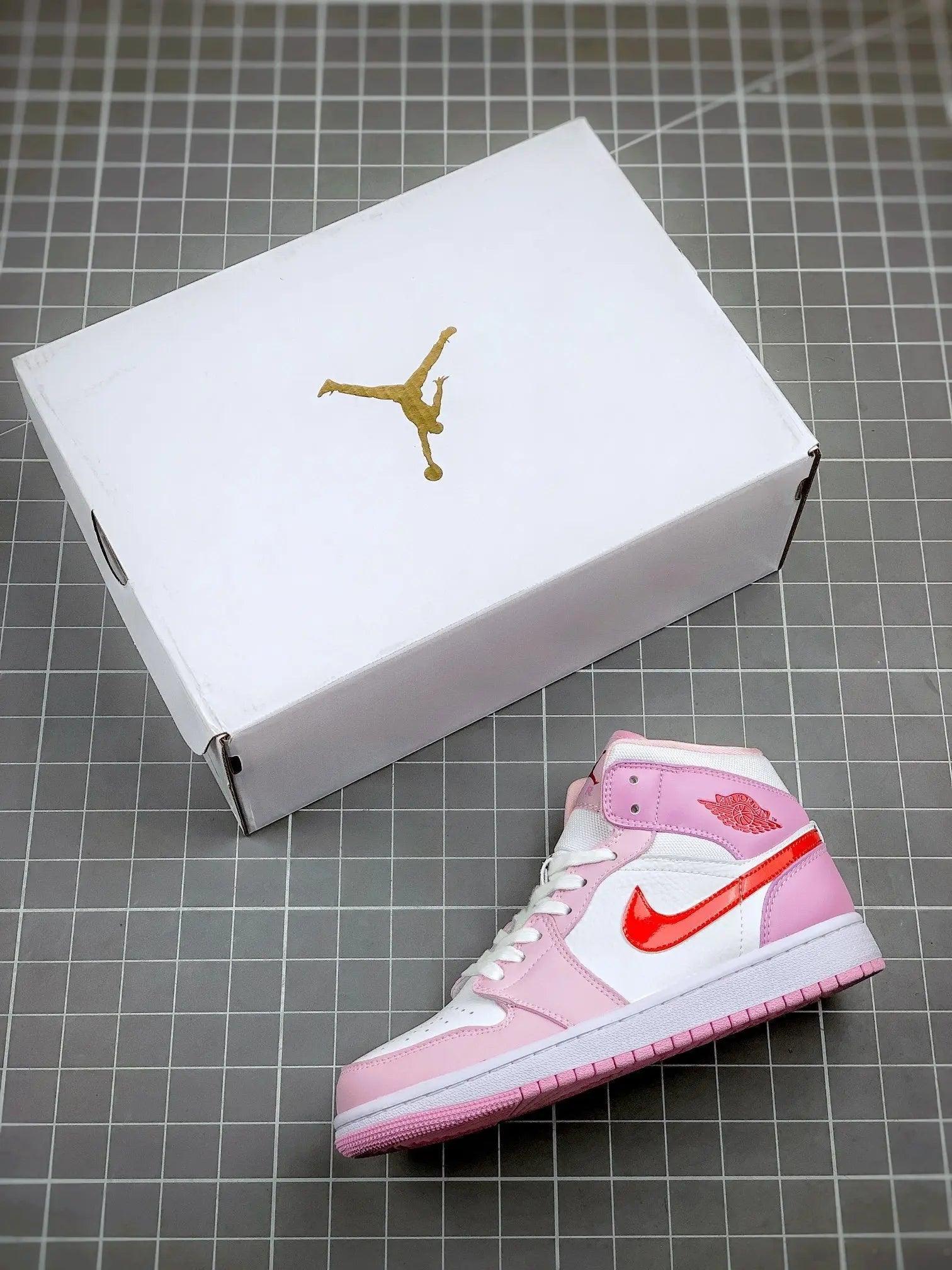 Custom Air Jordan 1 MID Pink Purple Valentine's Day - tntwear1