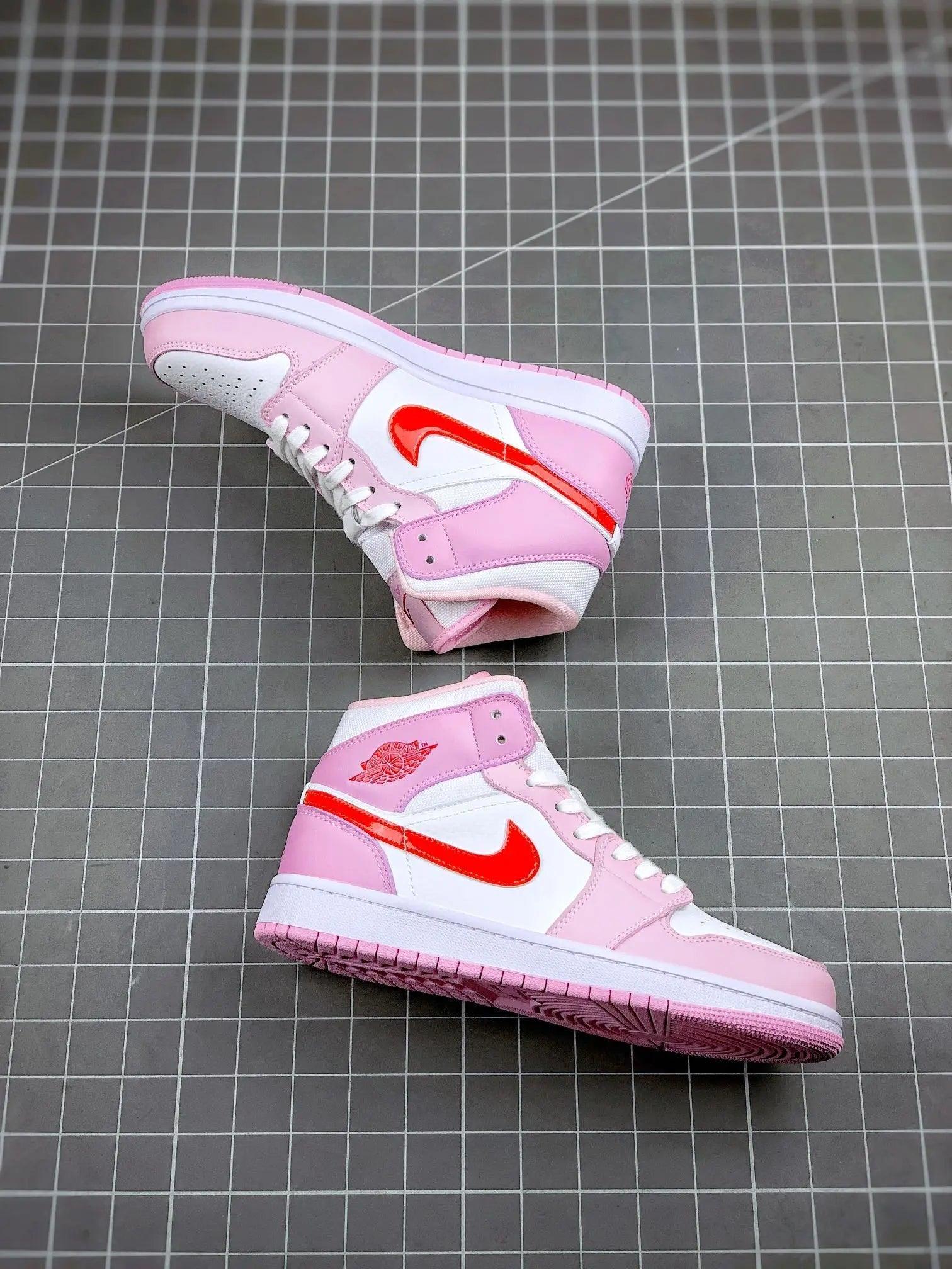 Custom Air Jordan 1 MID Pink Purple Valentine's Day - tntwear1