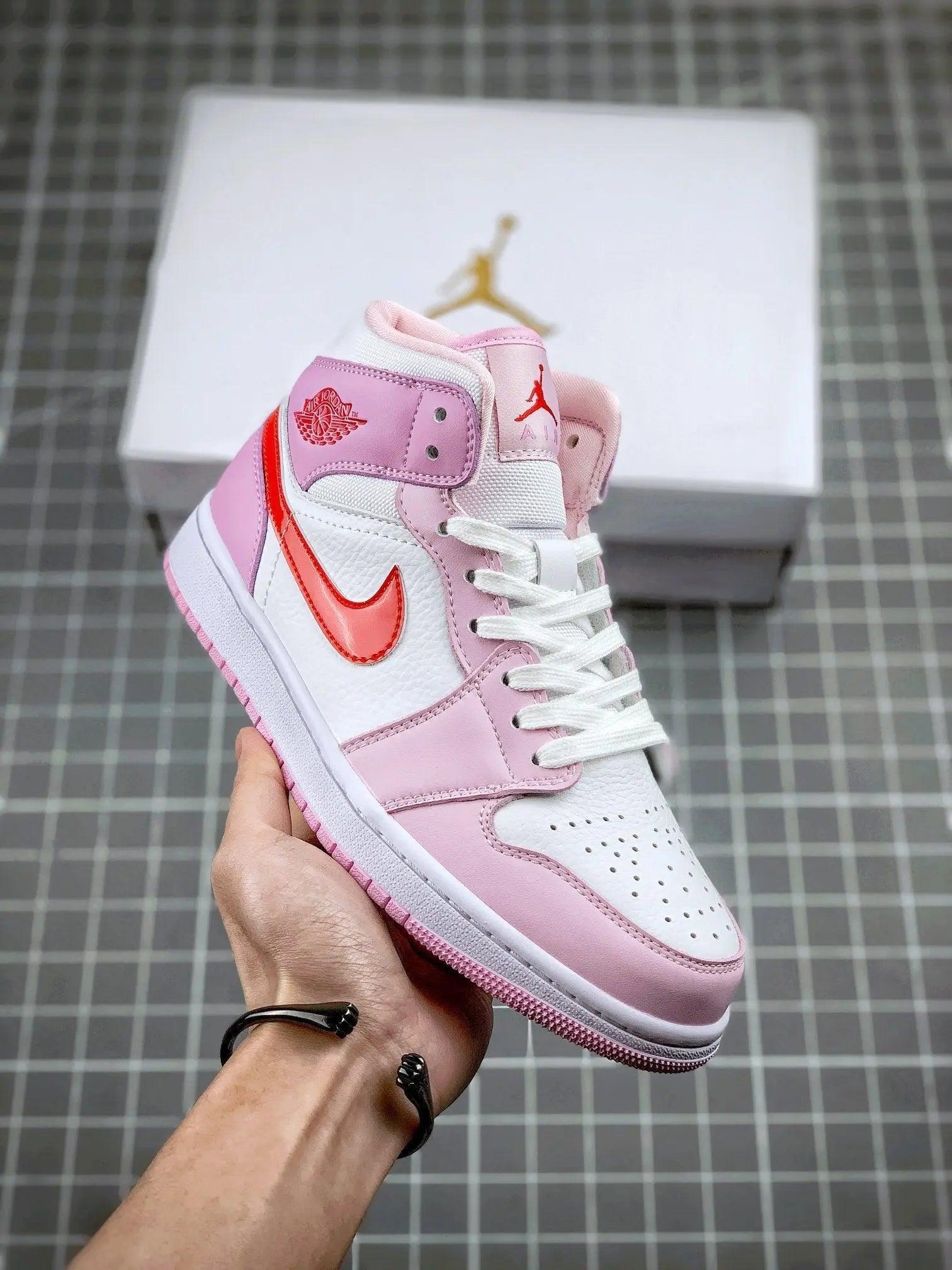 Custom Air Jordan 1 MID Pink Purple Valentine's Day - tntwear1