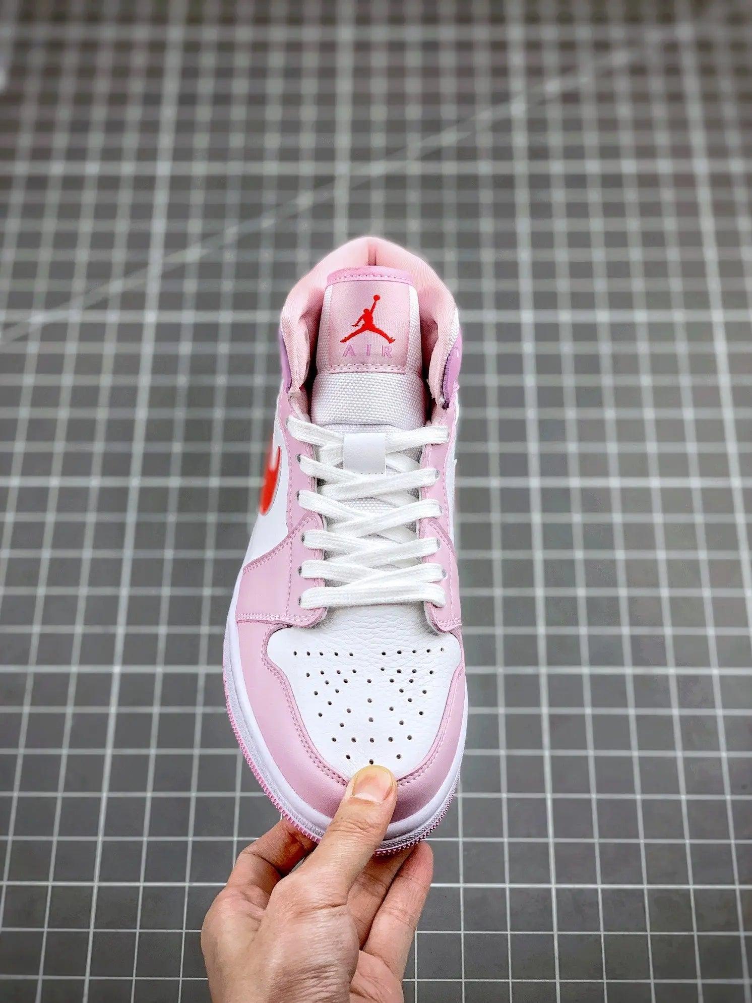 Custom Air Jordan 1 MID Pink Purple Valentine's Day - tntwear1