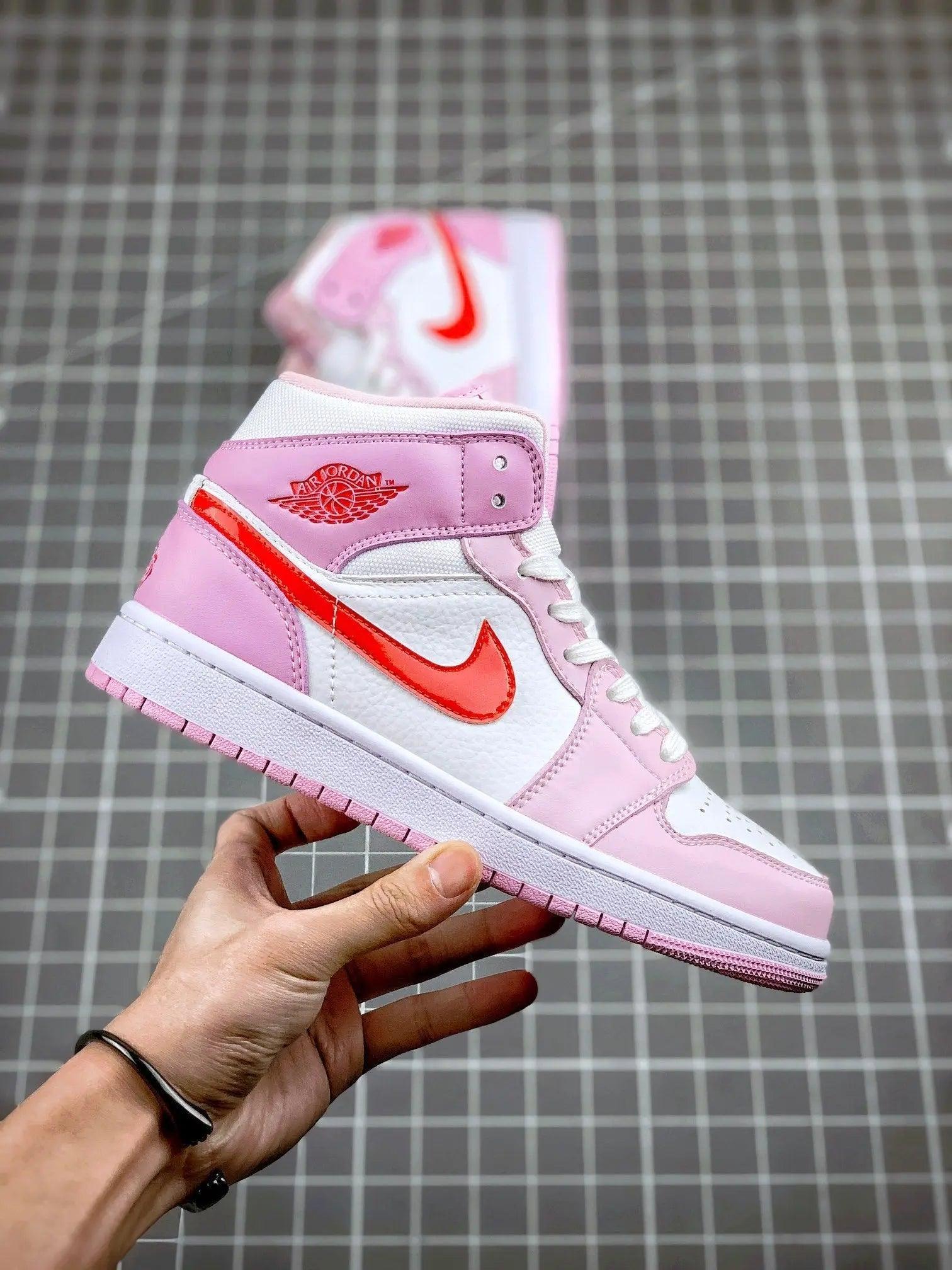 Custom Air Jordan 1 MID Pink Purple Valentine's Day - tntwear1