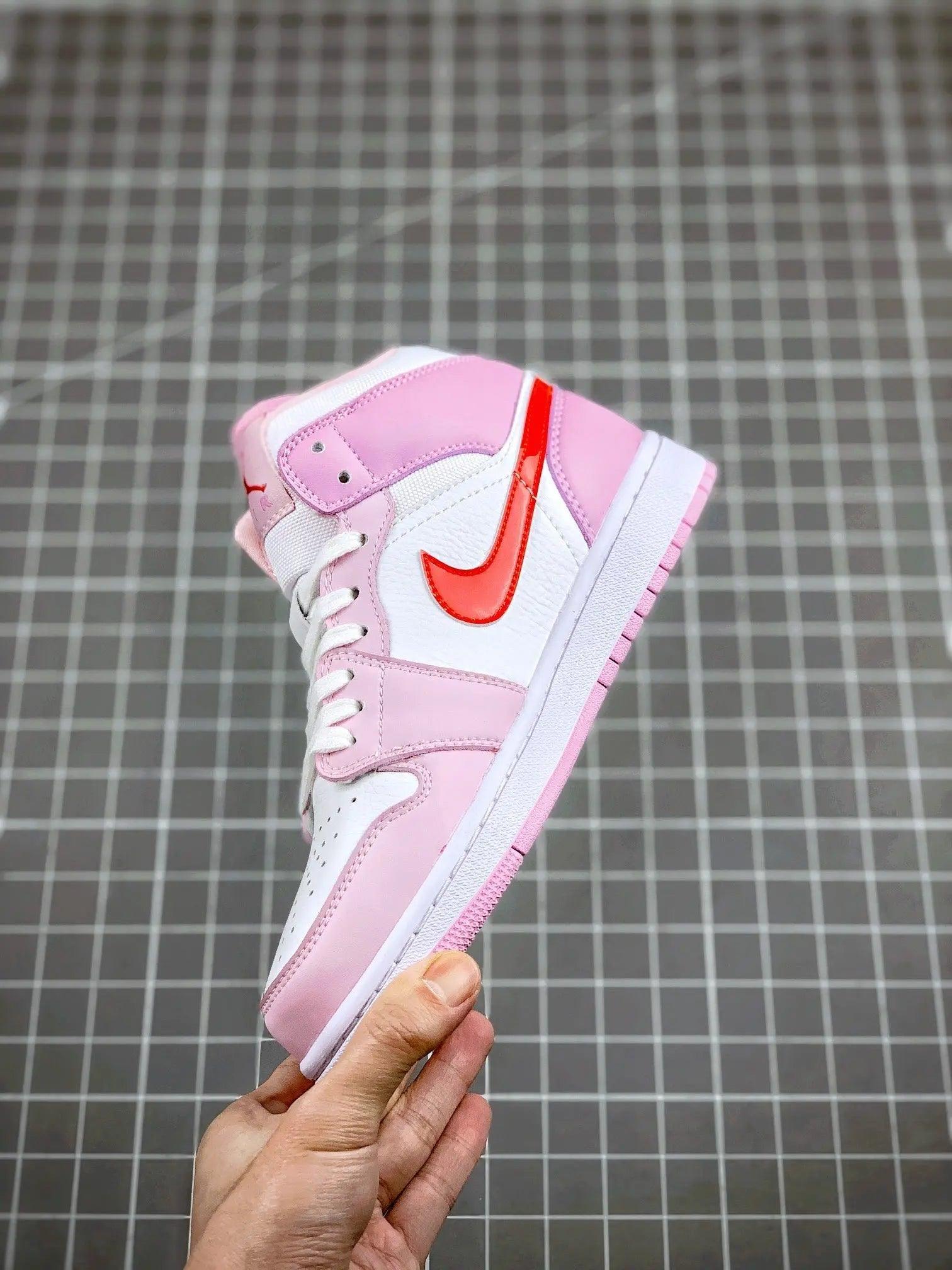 Custom Air Jordan 1 MID Pink Purple Valentine's Day - tntwear1