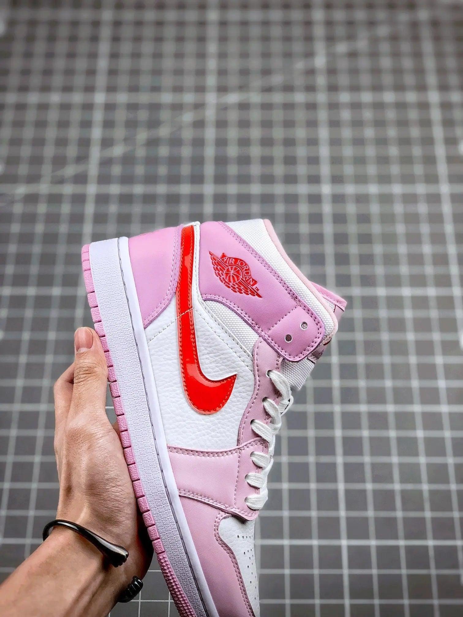 Custom Air Jordan 1 MID Pink Purple Valentine's Day - tntwear1