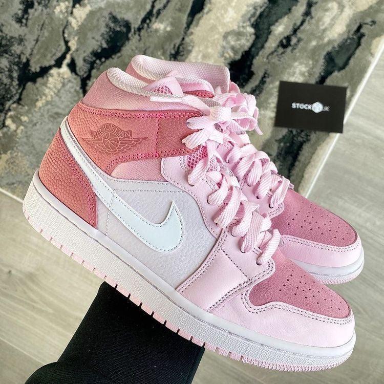 Custom Air Jordan 1 Mid Digital Pink High Q - tntwear1