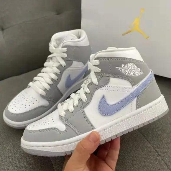 Custom Air Jordan 1 Mid Wolf Grey High Q - tntwear1