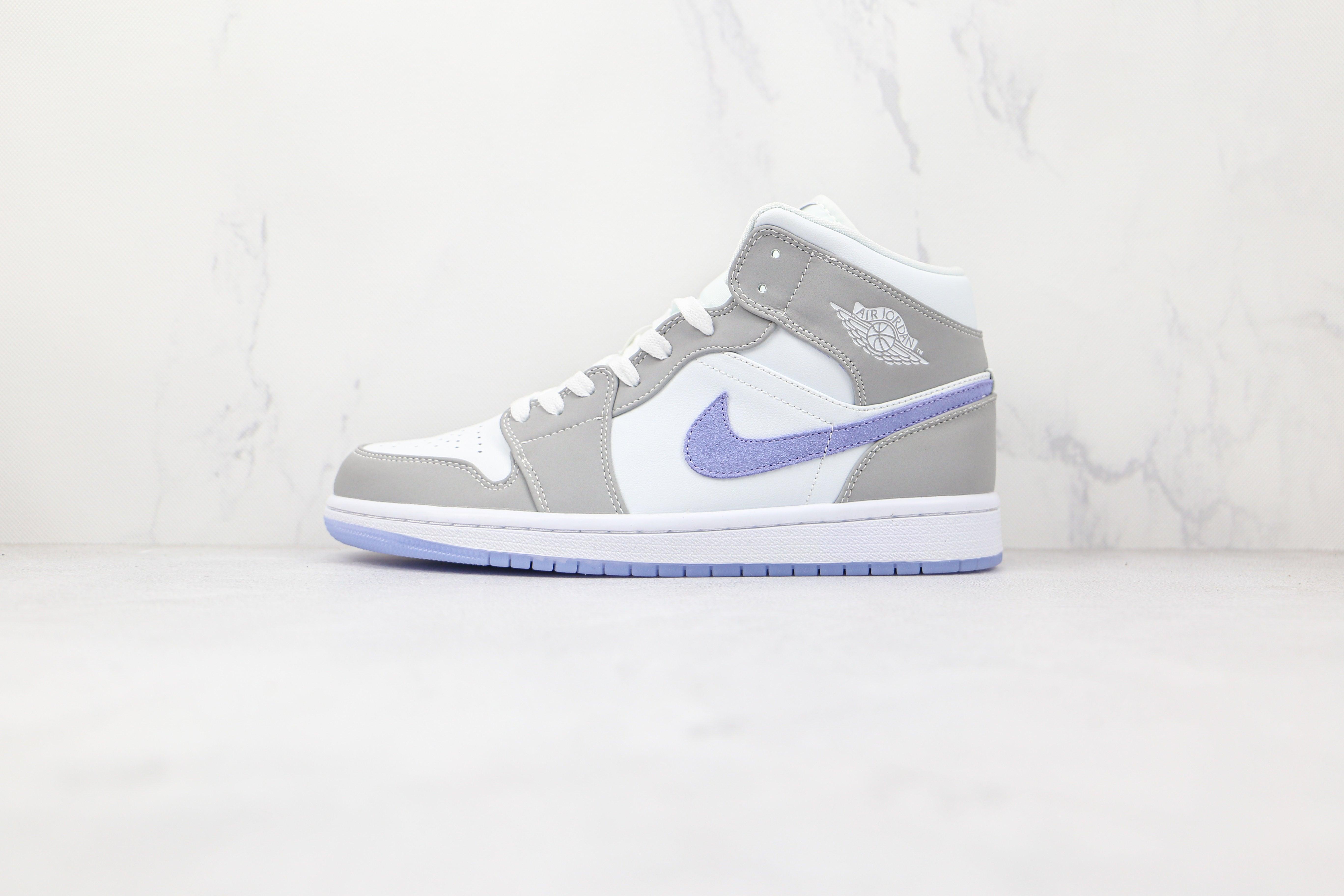 Custom Air Jordan 1 Mid Wolf Grey High Q - tntwear1