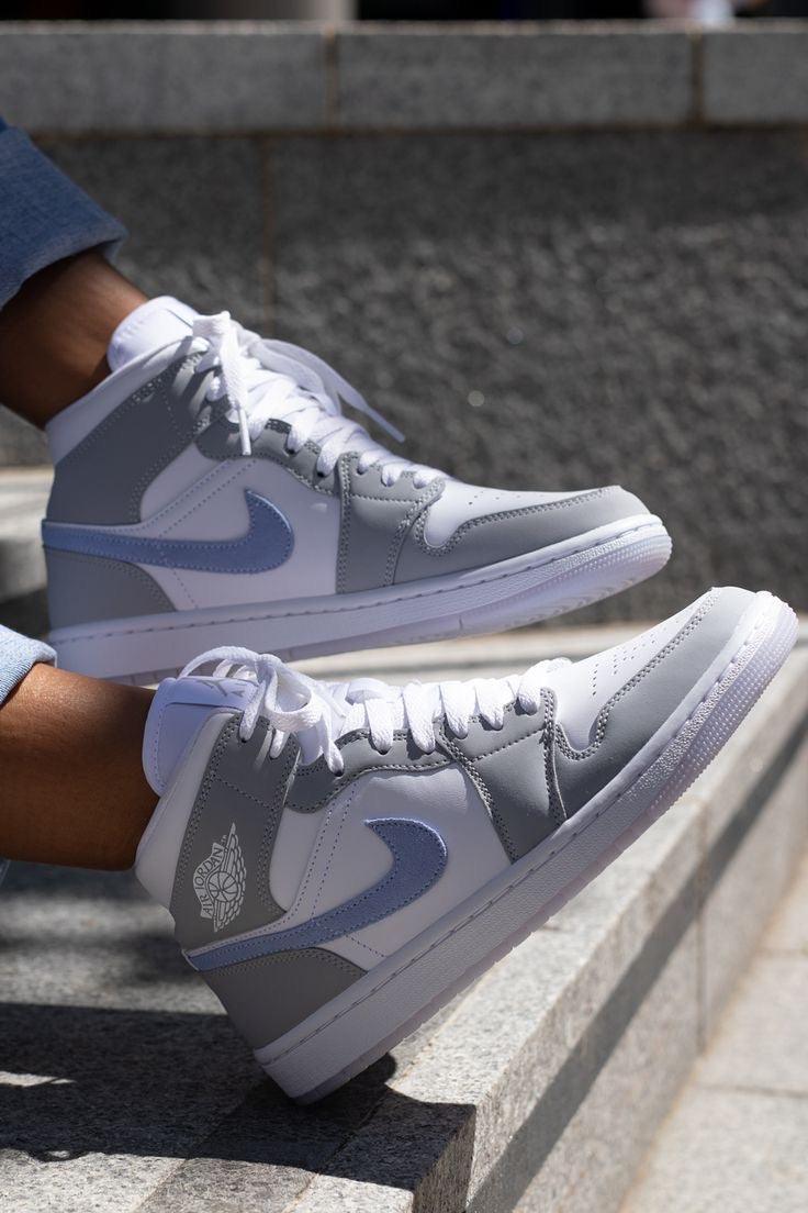 Custom Air Jordan 1 Mid Wolf Grey High Q - tntwear1