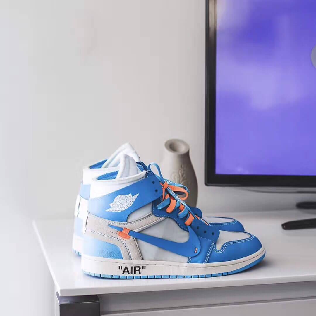 Custom Air Jordan 1 OFF-White Blue Sneakers - tntwear1