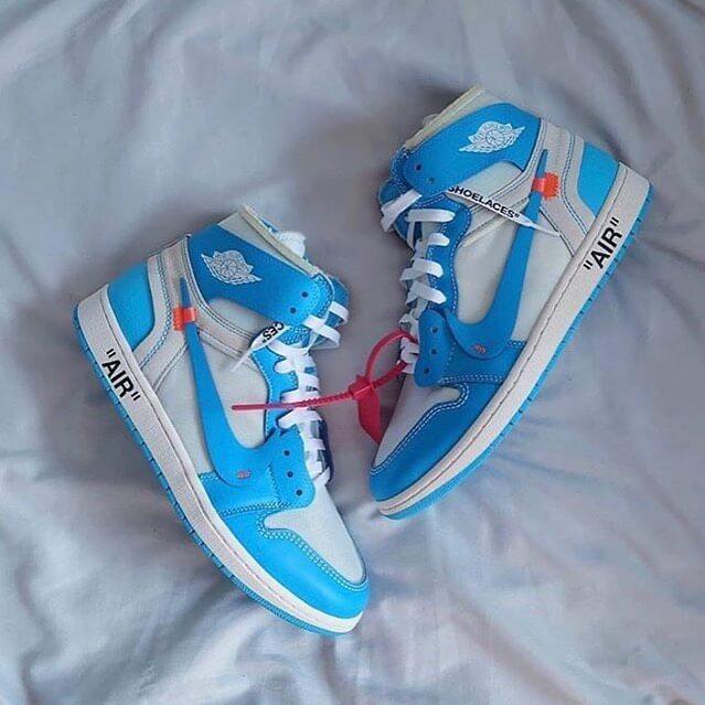 Custom Air Jordan 1 OFF-White Blue Sneakers - tntwear1