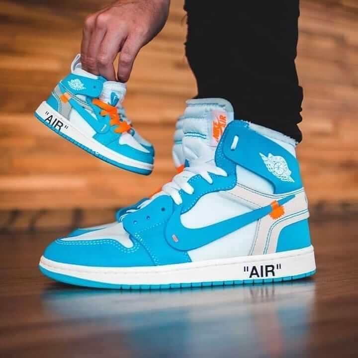 Custom Air Jordan 1 OFF-White Blue Sneakers - tntwear1