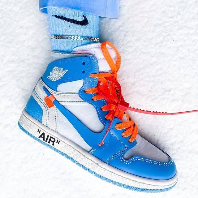 Custom Air Jordan 1 OFF-White Blue Sneakers - tntwear1