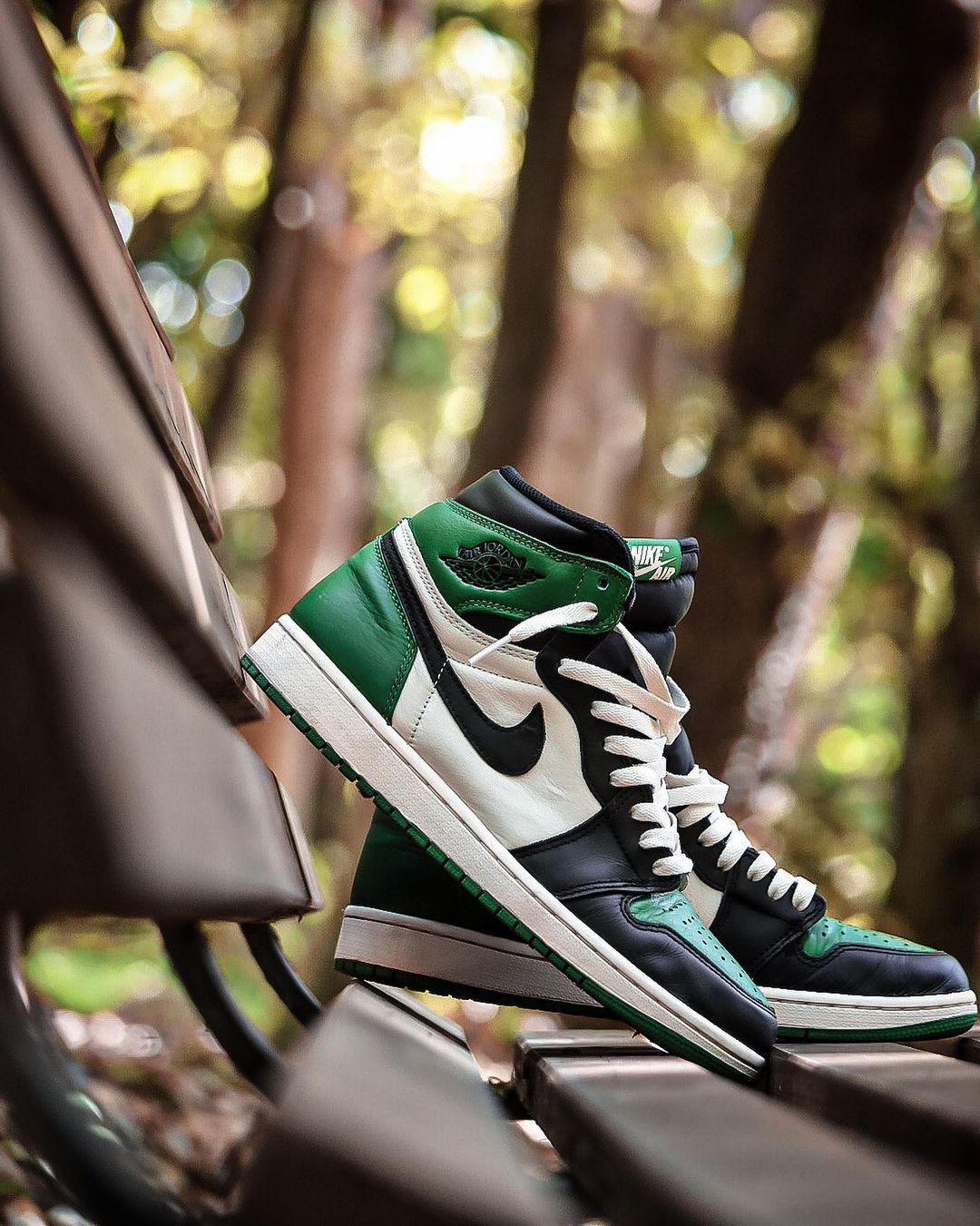 Custom Air Jordan 1 Pine Green Sneakers - tntwear1