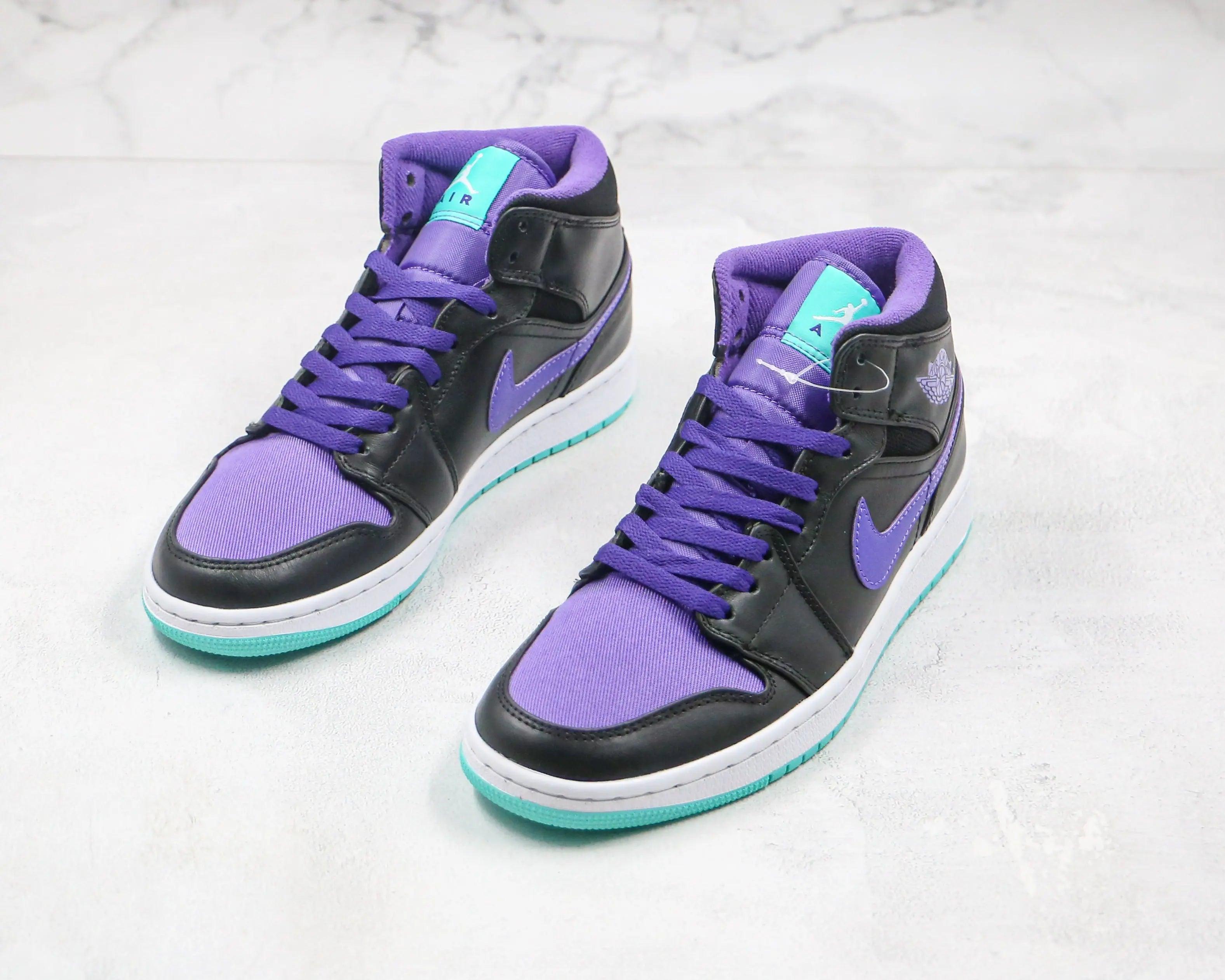 Custom Air Jordan 1 Purple Mid High Q ( Customs And Box ), Jordan 1 Sneakers Active - tntwear1