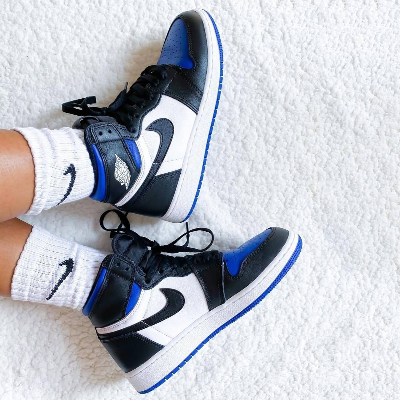 Custom Air Jordan 1 Royal Blue Toe Sneakers - tntwear1