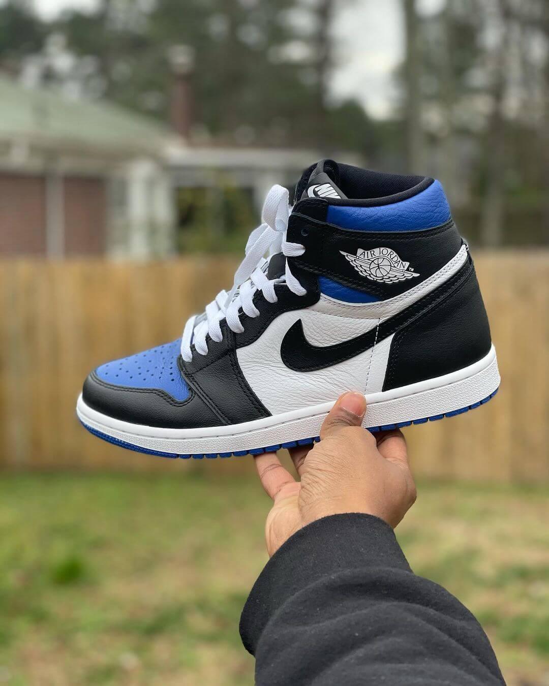 Custom Air Jordan 1 Royal Blue Toe Sneakers - tntwear1