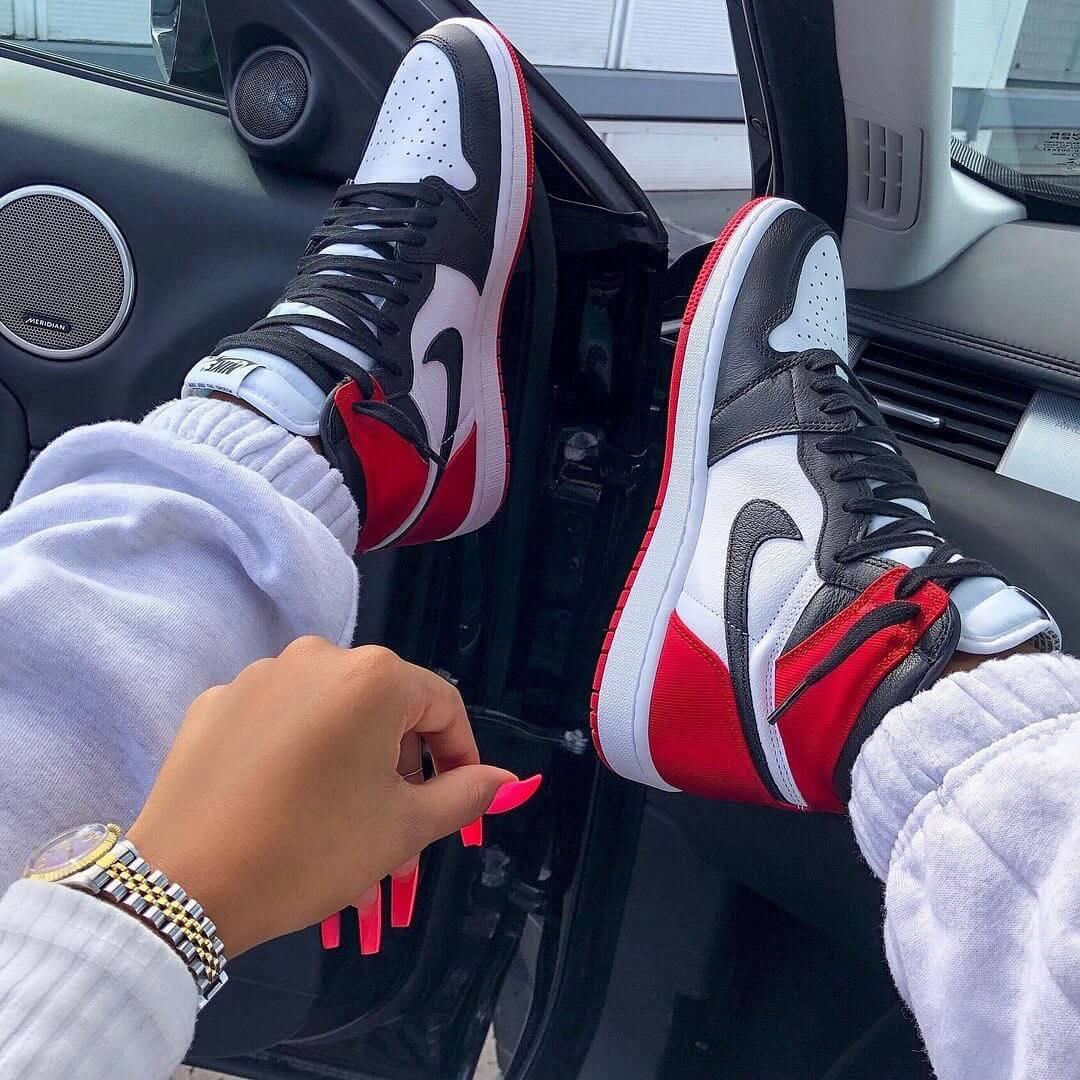 Custom Air Jordan 1 Satin Black Toe Sneakers - tntwear1