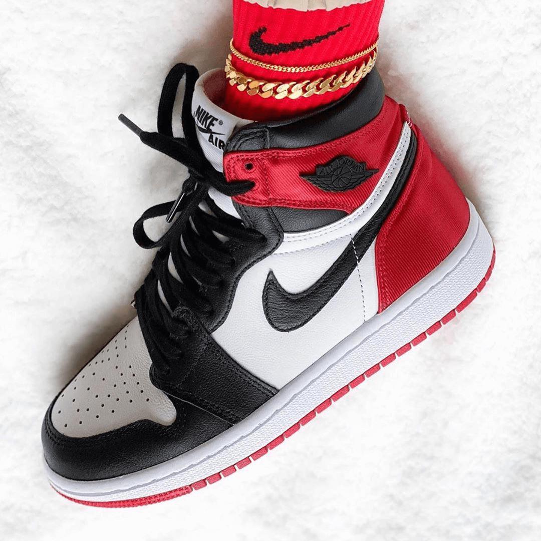 Custom Air Jordan 1 Satin Black Toe Sneakers - tntwear1