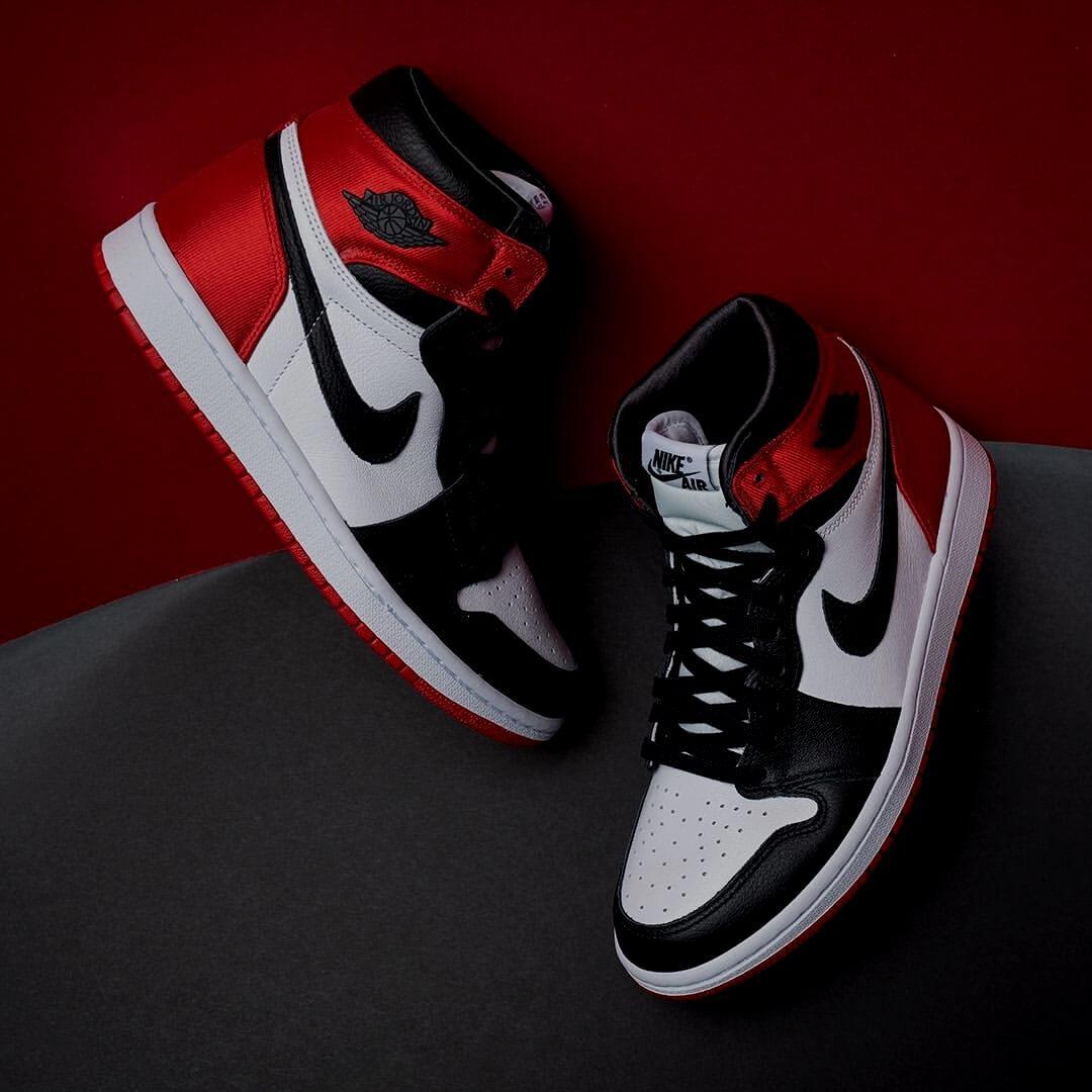 Custom Air Jordan 1 Satin Black Toe Sneakers - tntwear1