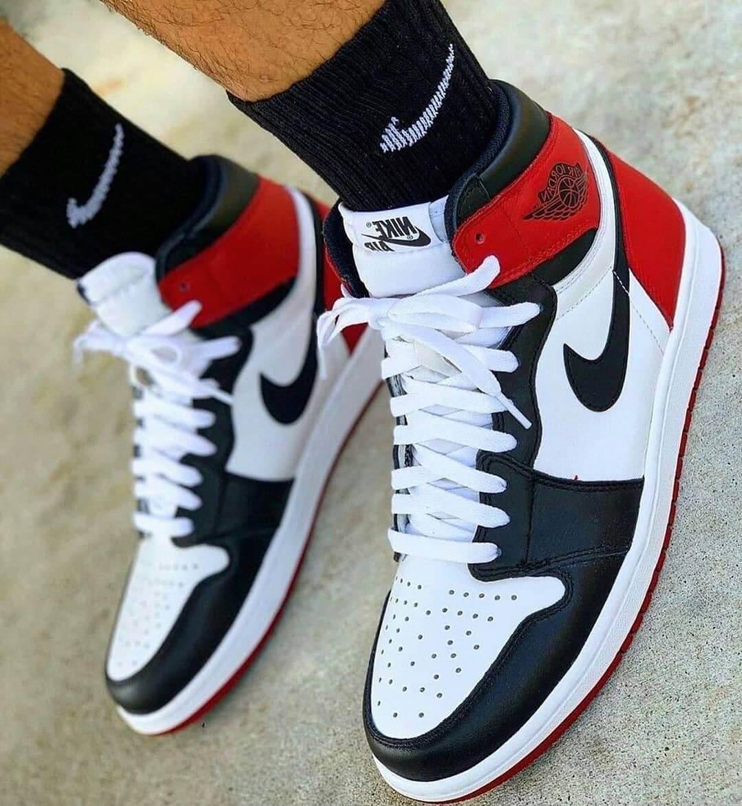 Custom Air Jordan 1 Satin Black Toe Sneakers - tntwear1