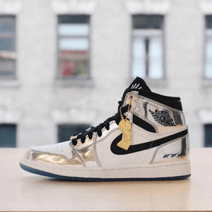 Custom Air Jordan 1 Silver Sneakers - tntwear1