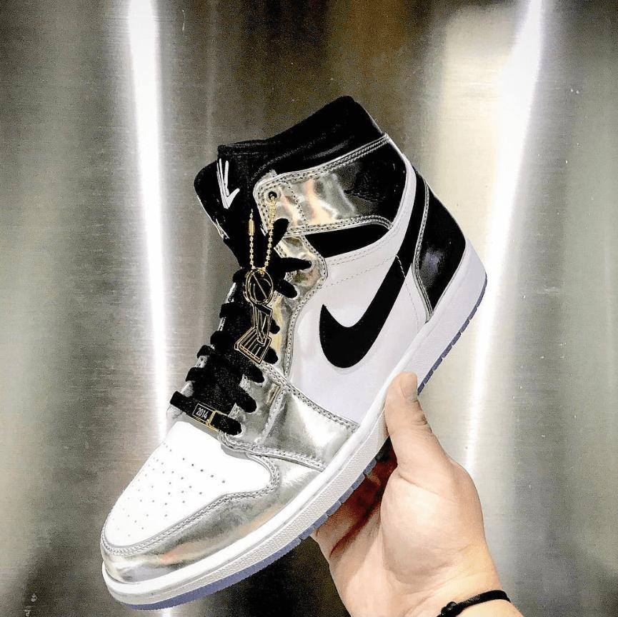 Custom Air Jordan 1 Silver Sneakers - tntwear1