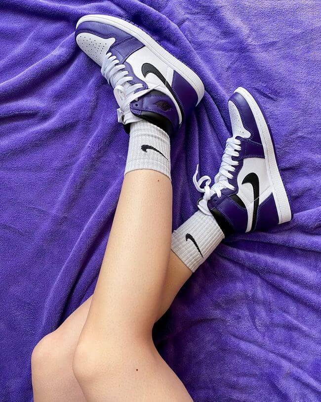 Custom Air Jordan 1 White Toe Court Purple Sneakers - tntwear1