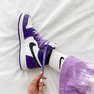 Custom Air Jordan 1 White Toe Court Purple Sneakers - tntwear1