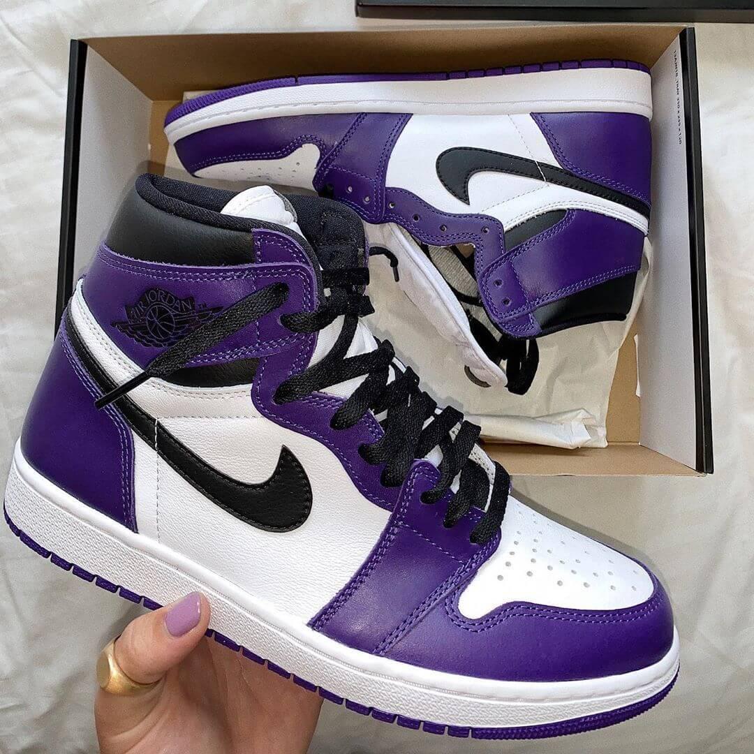 Custom Air Jordan 1 White Toe Court Purple Sneakers - tntwear1