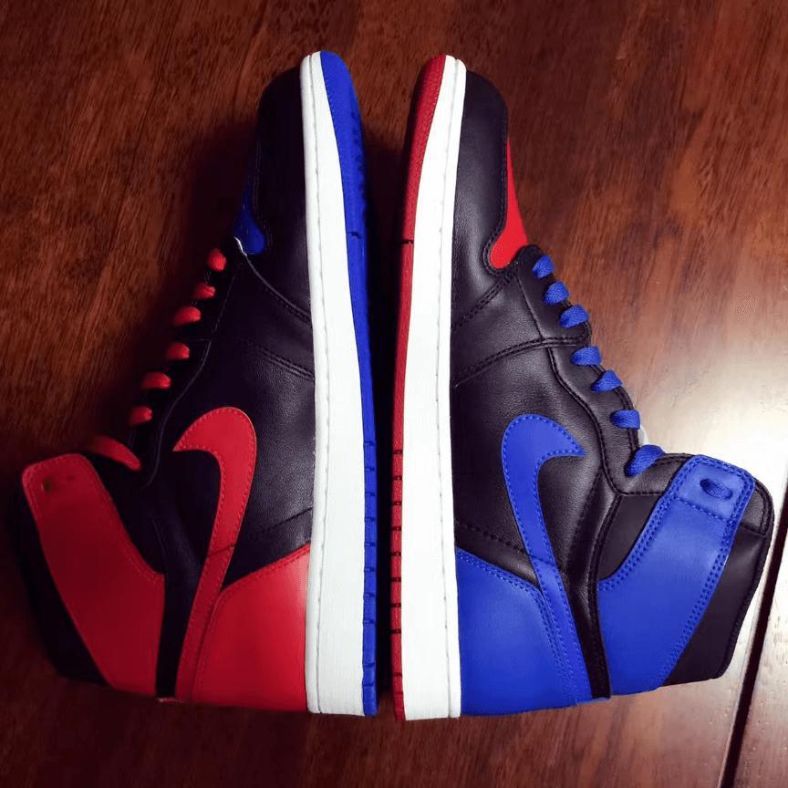 Custom Air Jordan 1 Yin Yang Blue Red Sneakers - tntwear1