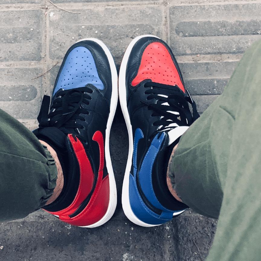 Custom Air Jordan 1 Yin Yang Blue Red Sneakers - tntwear1