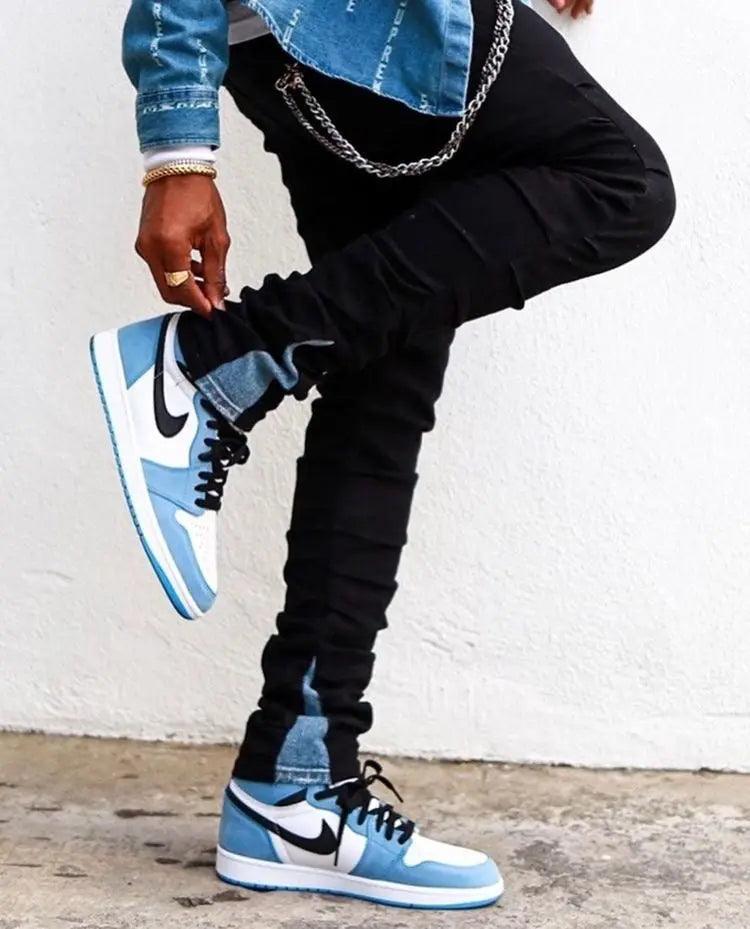 Custom Blue Black White Jordan 1 High Q ( Customs And Box ), Jordan 1 Sneakers Active - tntwear1