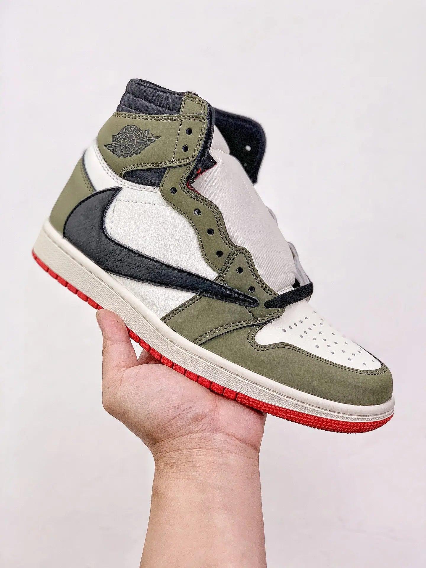 Custom GREEN T-Scott x Fragment x Air Jordan 1 High Q ( Customs And Box ), Jordan 1 Sneakers Active CACTUS JACK - tntwear1