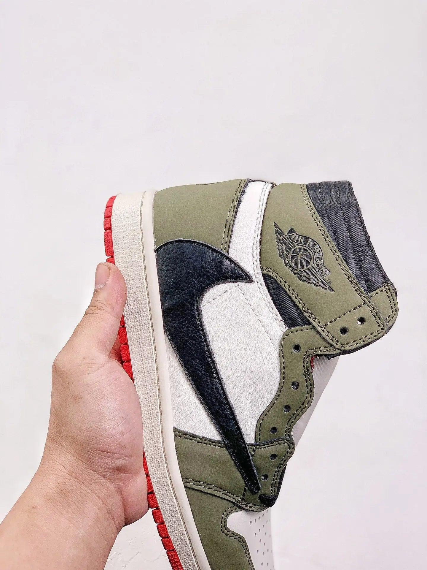 Custom GREEN T-Scott x Fragment x Air Jordan 1 High Q ( Customs And Box ), Jordan 1 Sneakers Active CACTUS JACK - tntwear1