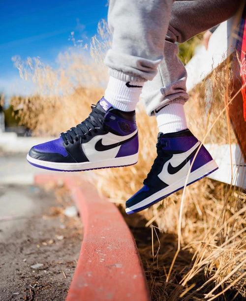 Custom - Jordan 1 High Q AJ1 Purple Toe UNISEX ( Customs And Box ), Jordan 1 Sneakers FREE SHIPPING - tntwear1