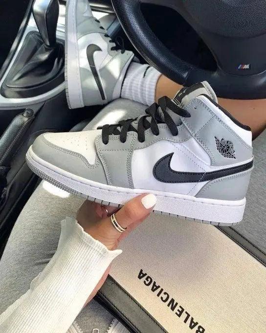 Custom Jordan 1 Mid “Light Smoke Grey” High Q ( Customs And Box ), Jordan 1 Sneakers FREE SHIPPING - tntwear1