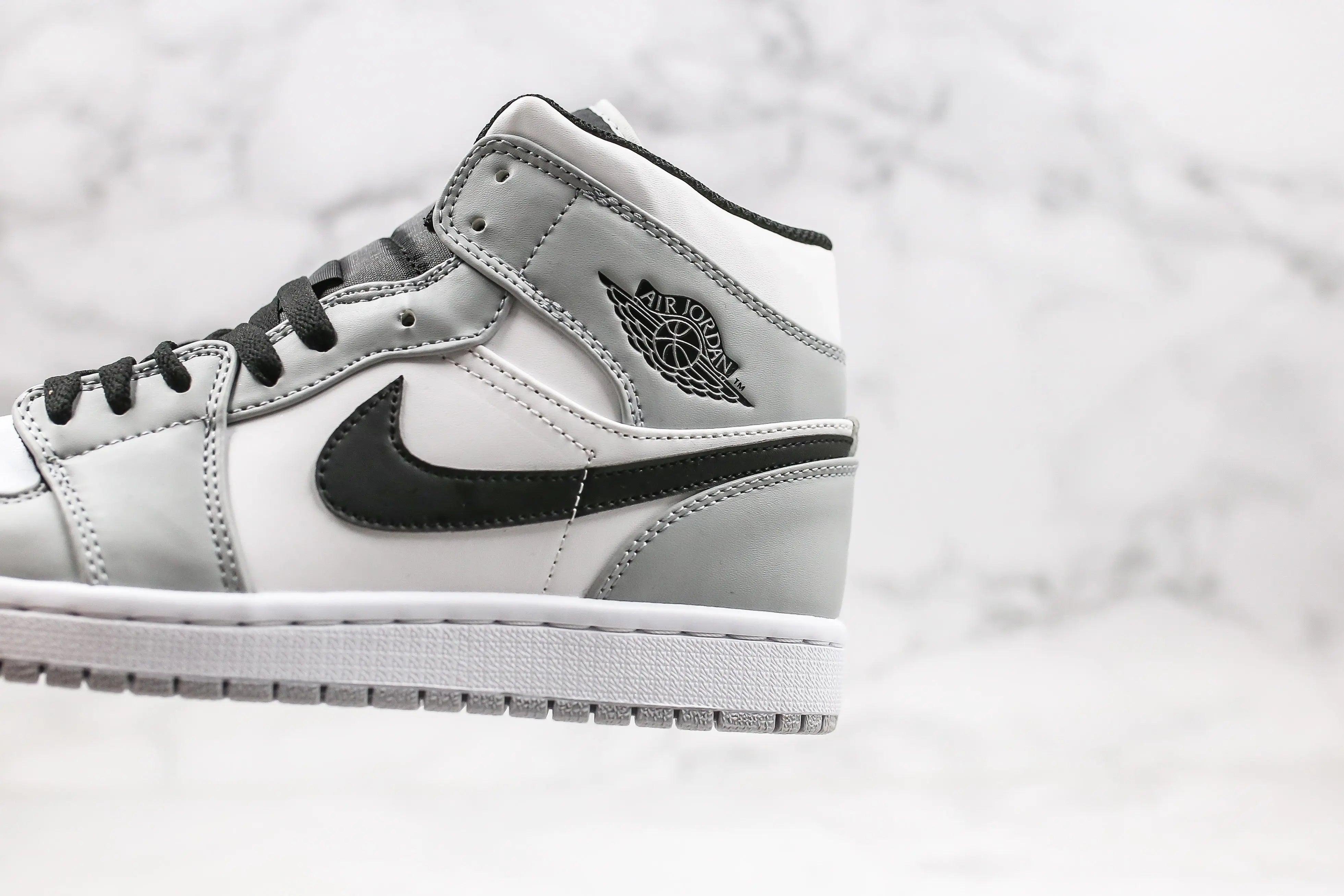 Custom Jordan 1 Mid “Light Smoke Grey” High Q ( Customs And Box ), Jordan 1 Sneakers FREE SHIPPING - tntwear1