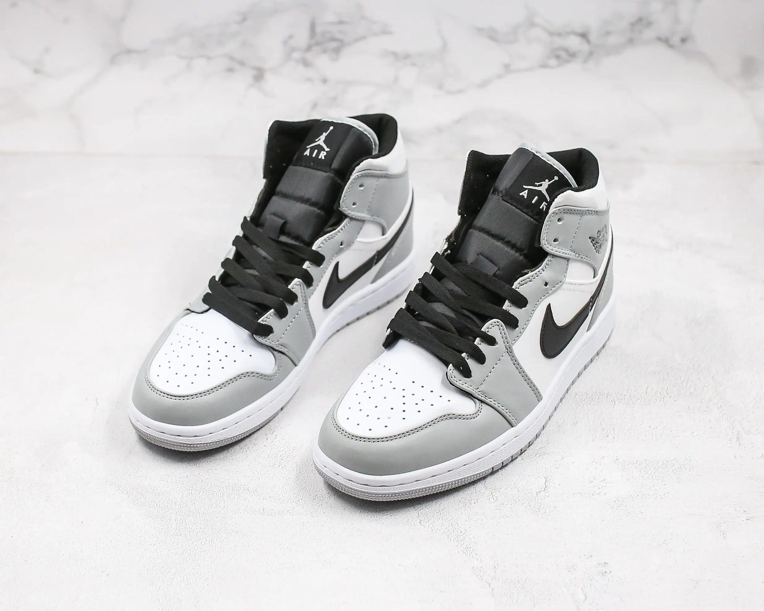 Custom Jordan 1 Mid “Light Smoke Grey” High Q ( Customs And Box ), Jordan 1 Sneakers FREE SHIPPING - tntwear1