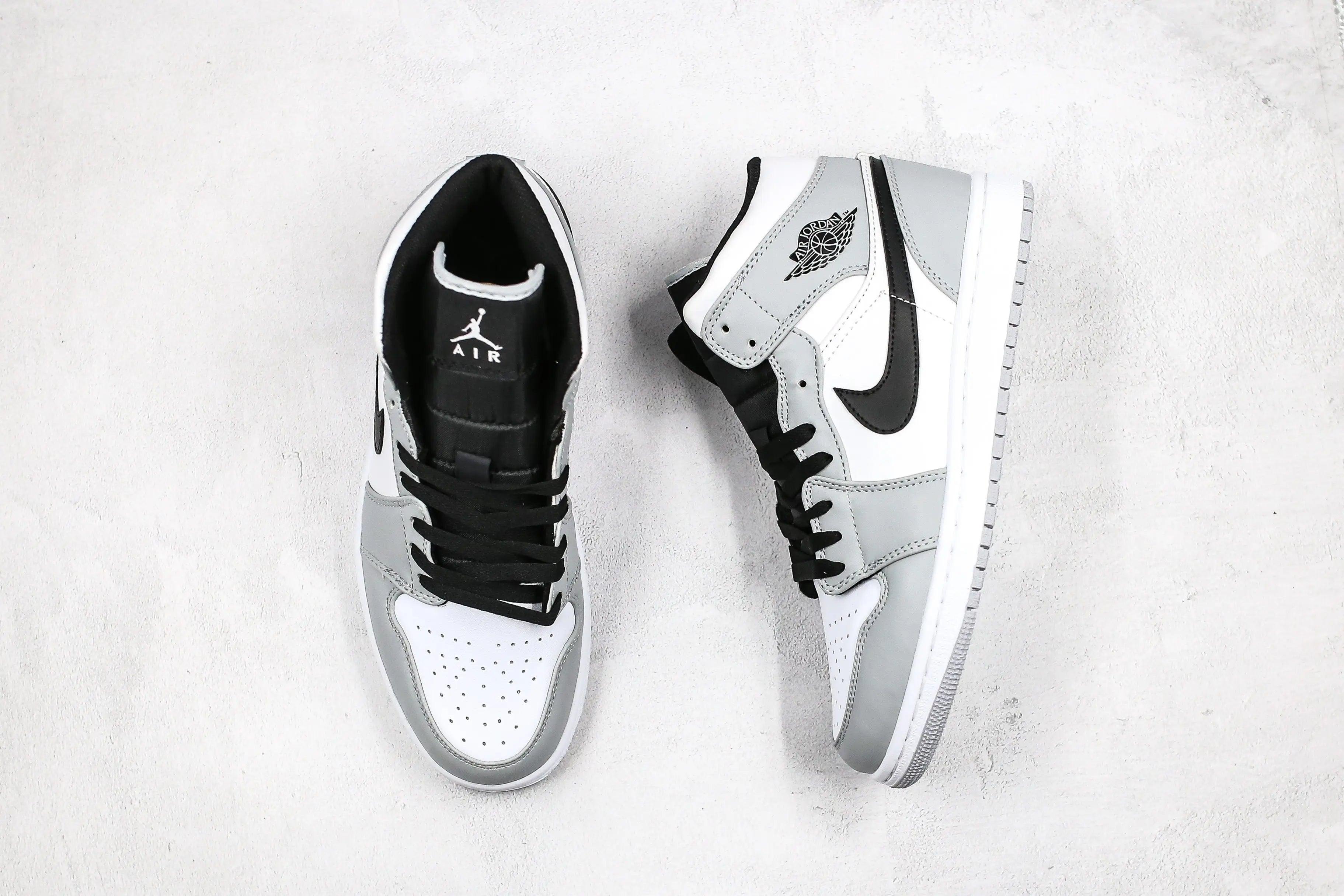 Custom Jordan 1 Mid “Light Smoke Grey” High Q ( Customs And Box ), Jordan 1 Sneakers FREE SHIPPING - tntwear1