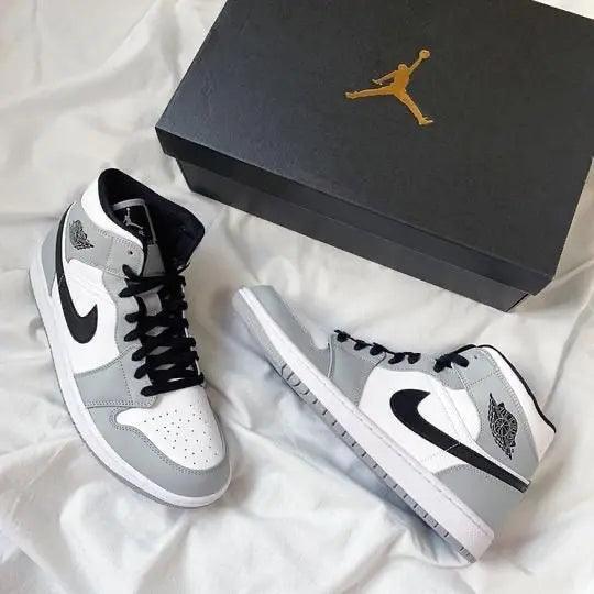 Custom Jordan 1 Mid “Light Smoke Grey” High Q ( Customs And Box ), Jordan 1 Sneakers FREE SHIPPING - tntwear1