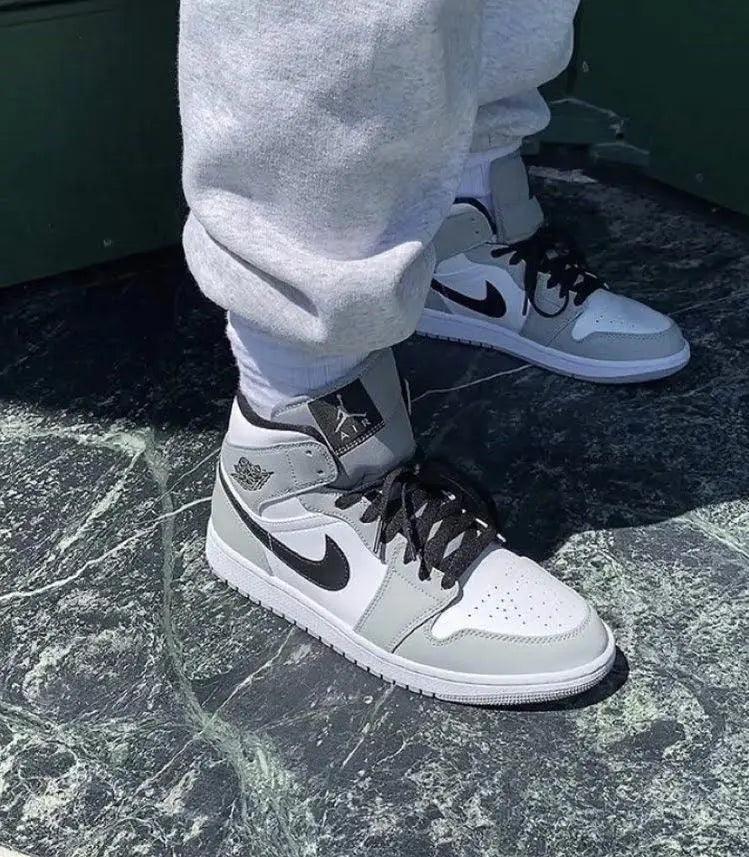 Custom Jordan 1 Mid “Light Smoke Grey” High Q ( Customs And Box ), Jordan 1 Sneakers FREE SHIPPING - tntwear1