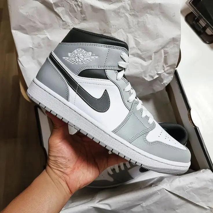 Custom Jordan 1 Mid “Light Smoke Grey” High Q ( Customs And Box ), Jordan 1 Sneakers FREE SHIPPING - tntwear1