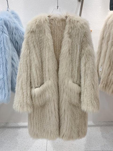 Fox Fur Knited Coat Women Winter High Quality Luxury Fur Jacket - tntwear1