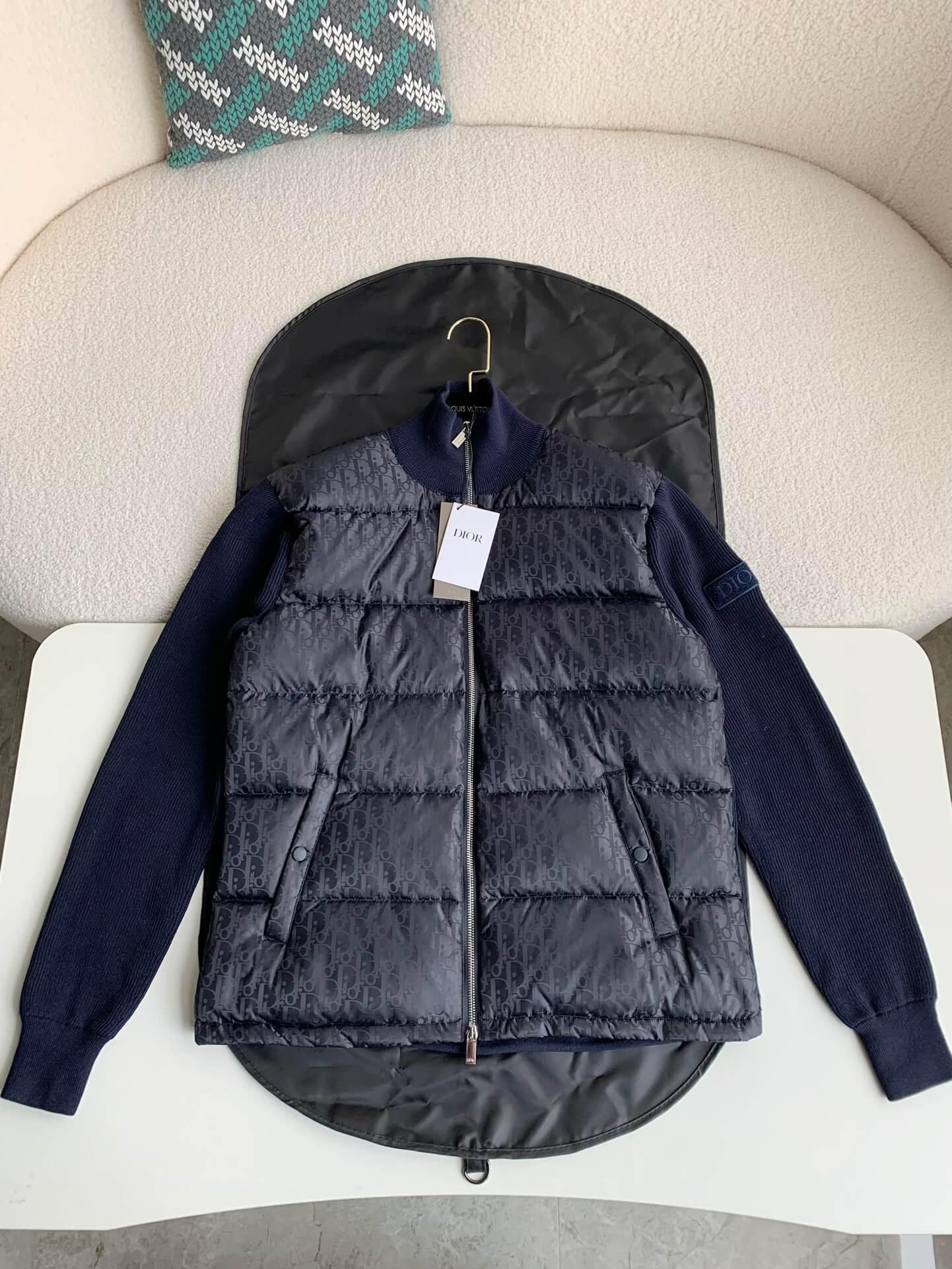 Dior Oblique Fleeced Navy Down Jacket - tntwear1