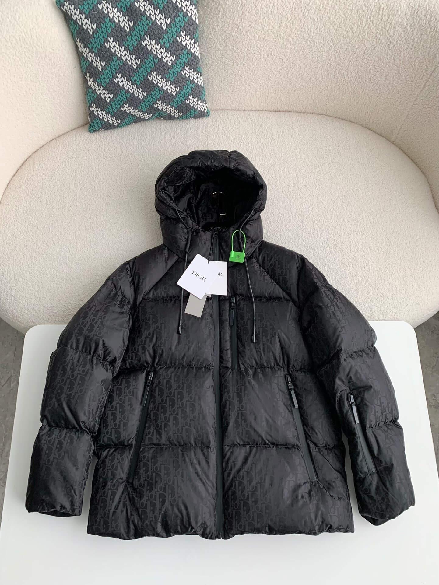 Dior Oblique Hooded Puffer Black Down Jacket - tntwear1